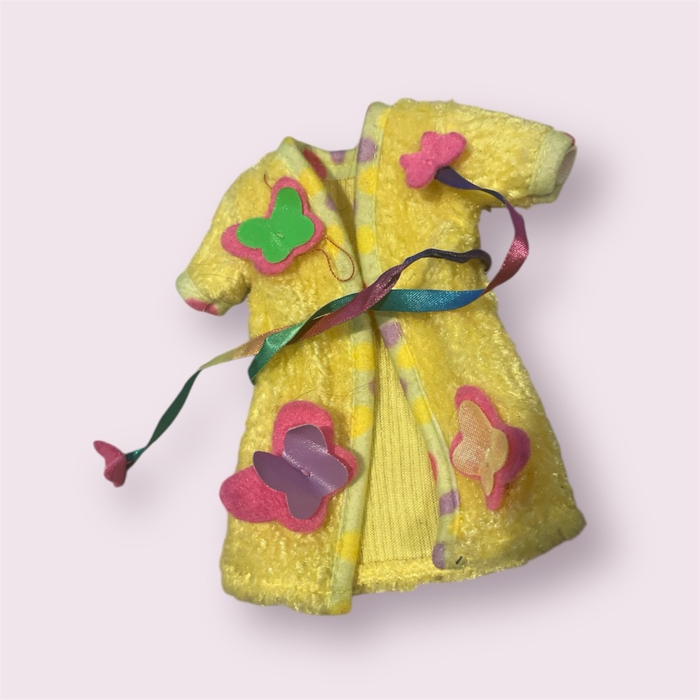 Barbie Yellow Robe early 2000s with Pink and Green Butterflies